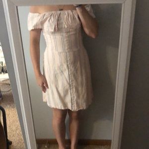 pink off the shoulder dress